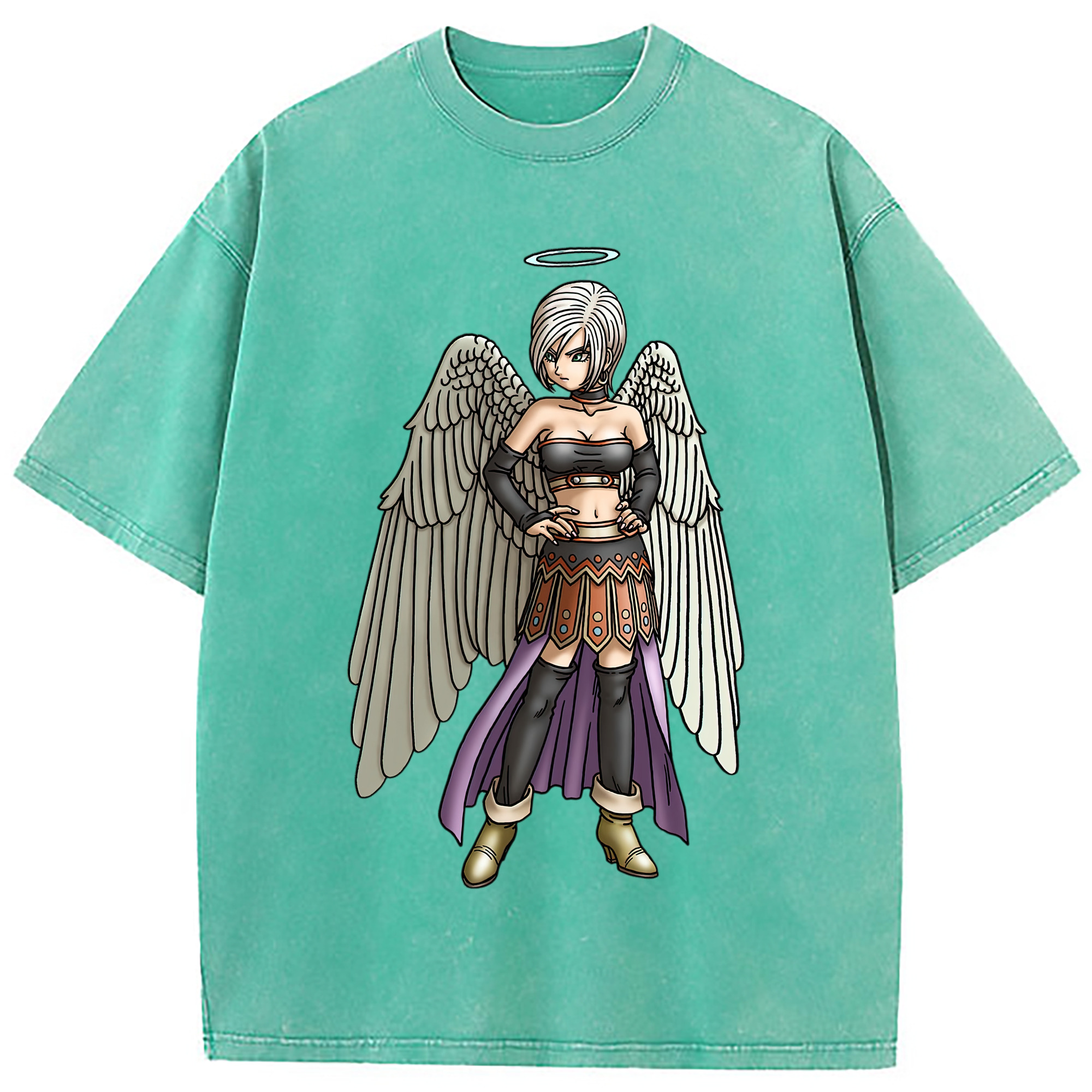 （画像用） ドラゴンクエスト Doragon Kuesuto Dragon Quest 綿100% ヴィンテージ風 半袖Tシャツ（フロントプリント）